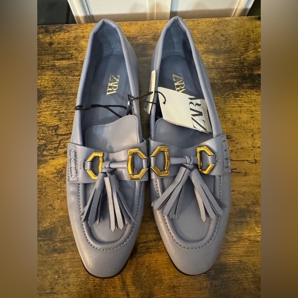Zara Shoes - Zara Pastel Blue Tasseled Loafers NWT
Size 8